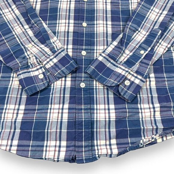 J. Crew Shirt Mens Size Large‎ L Blue Plaid Tailored Fit Long Sleeve Button Down - Picture 5 of 10